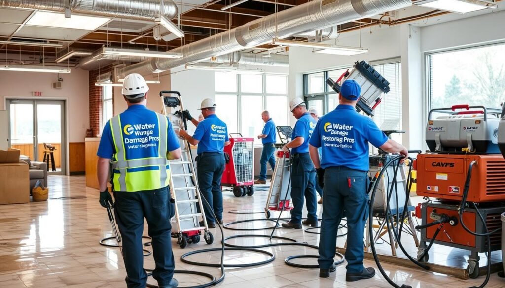 Professional restoration contractors at work